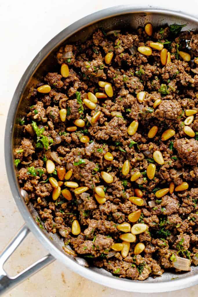 spiced gorund beef with parsley and pine nuts