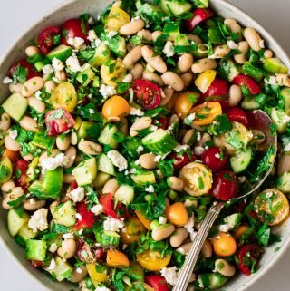 close up photo of the simple white bean salad